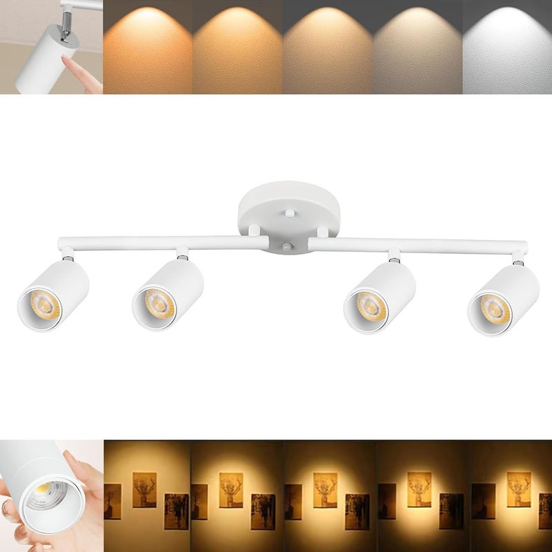 Ajbvp 5Color LED Track Lighting Kit 4 Lights Dimmable 48W Track Light,Zoomable15°/24°/36°/45°/60°-2700K/3000K/3500K4000K/5000K,Track Lighting for Accent Task Kitchen,Lumen 4800 (White) - Image 1